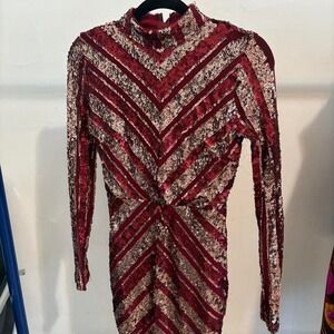 Burgundy and gold‎ Banjul sequin dress